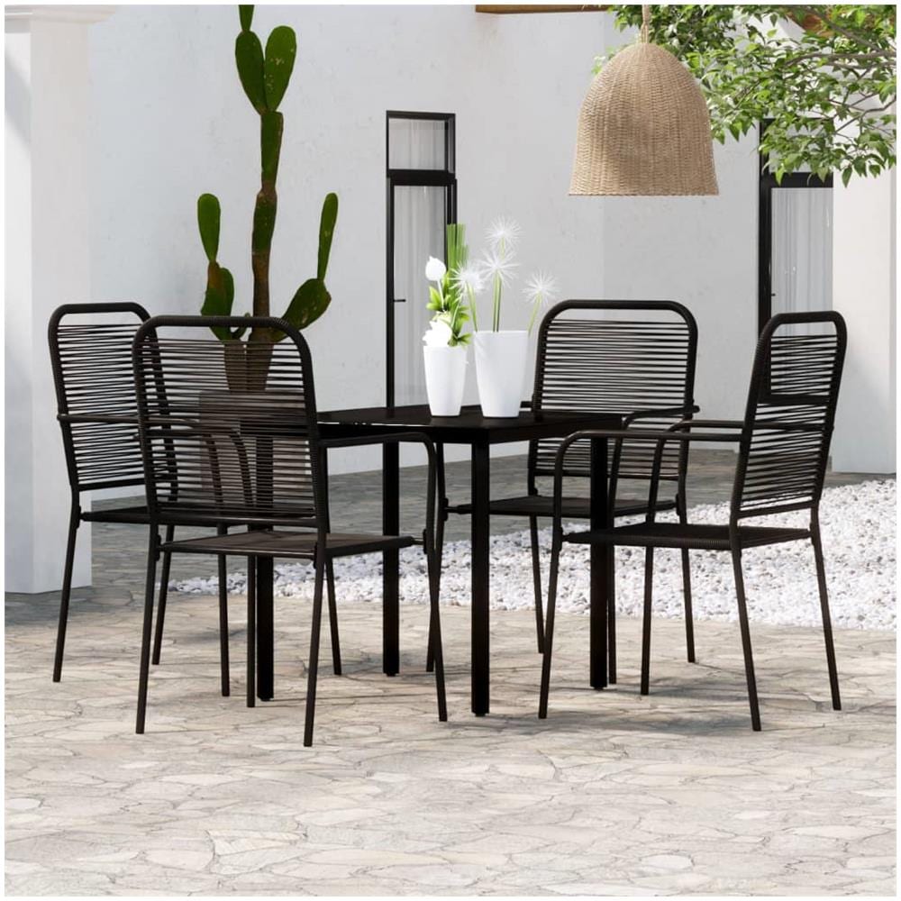 Set Mobili Da Pranzo Per Giardino 5 Pz Nero - Foto 1