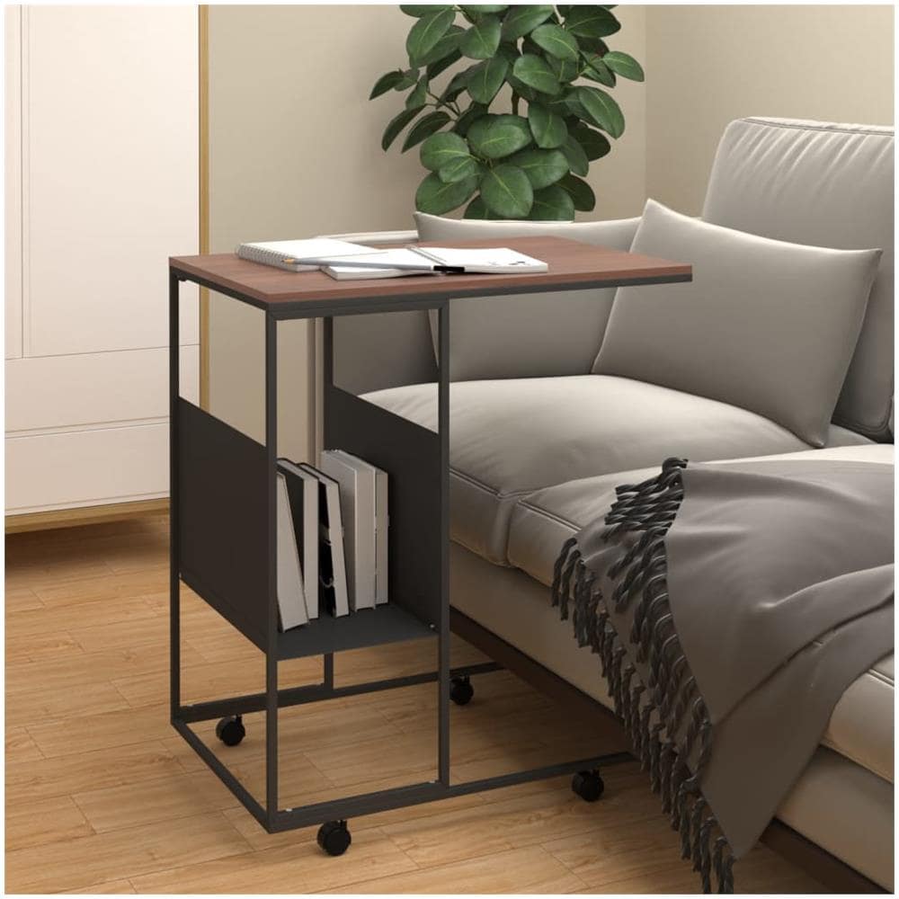 Tavolino Con Ruote Nero 55x36x63,5 Cm In Legno Multistrato - Foto 1