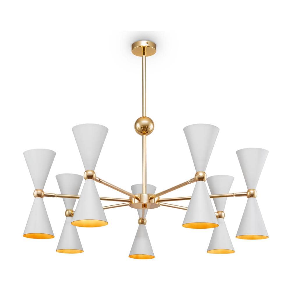 Lampadario Contemporaneo Vesper In Metallo Bianco E Oro 14 Luci - Foto 1