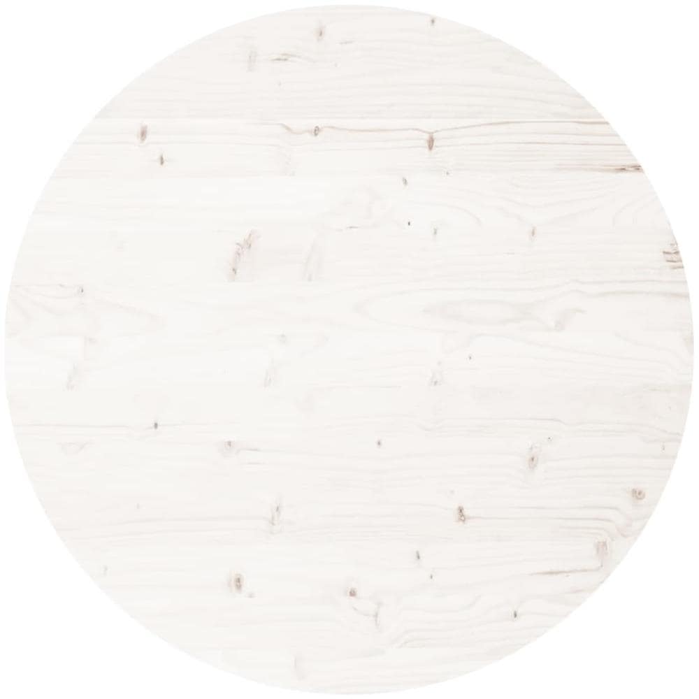 Piano Tavolo Rotondo Bianco 70x3 Cm In Legno Massello Di Pino - Foto 2