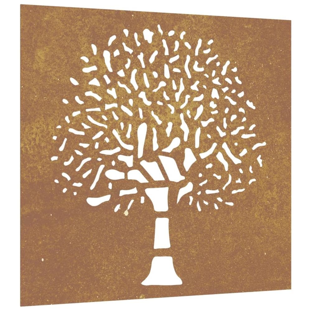 Decorazione Muro Da Giardino 55x55 Cm Albero In Acciaio Corten - Foto 2