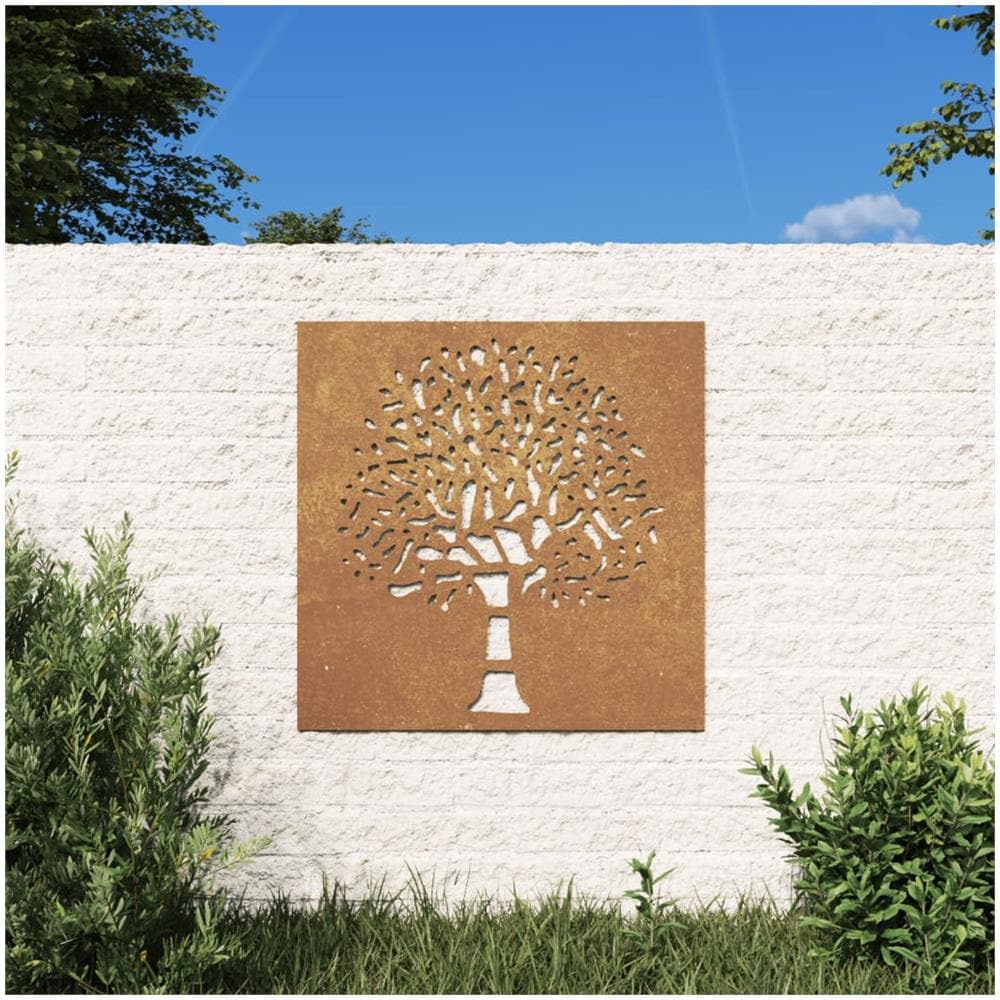 Decorazione Muro Da Giardino 55x55 Cm Albero In Acciaio Corten - Foto 1