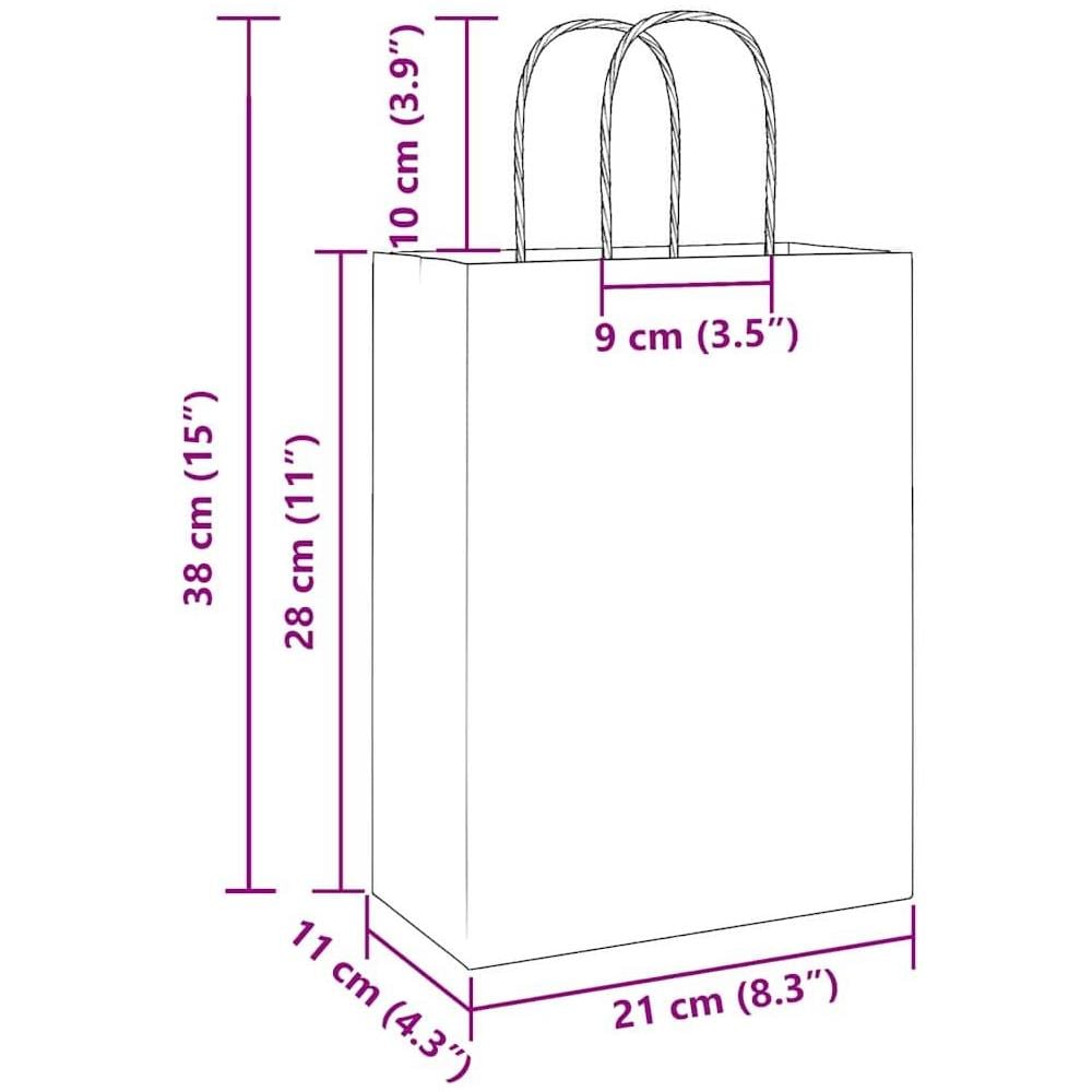 Sacchetti di Carta 50 pz con Manici Bianchi 21x11x28 cm - Foto 10