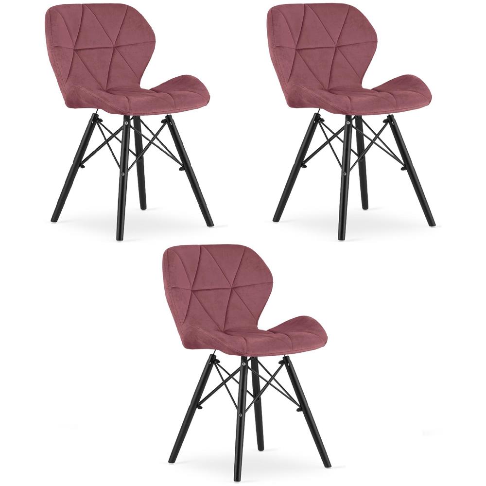 Sedia in velluto WAKO - Rosa scuro con gambe nere x 3 - Foto 1