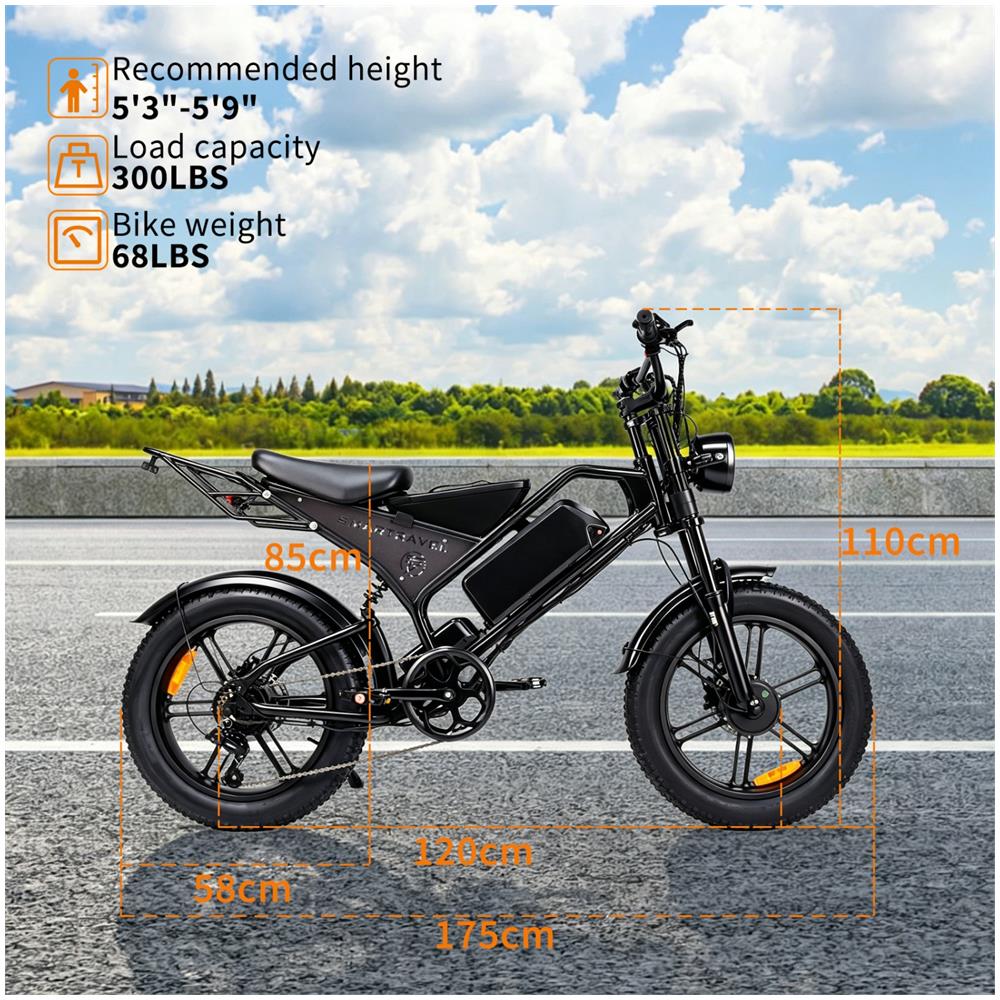 Bicicletta Elettrica Tutto Terreno DK400 Max Doppio Motore 250W Batteria Rimovibile 48V 20Ah 20'' Fat Tire Ebike Shimano 7 Velocità 25km /h Autononomia 60-80km Display LCD Freni Idraulici Sospensione Integrale - Foto 8