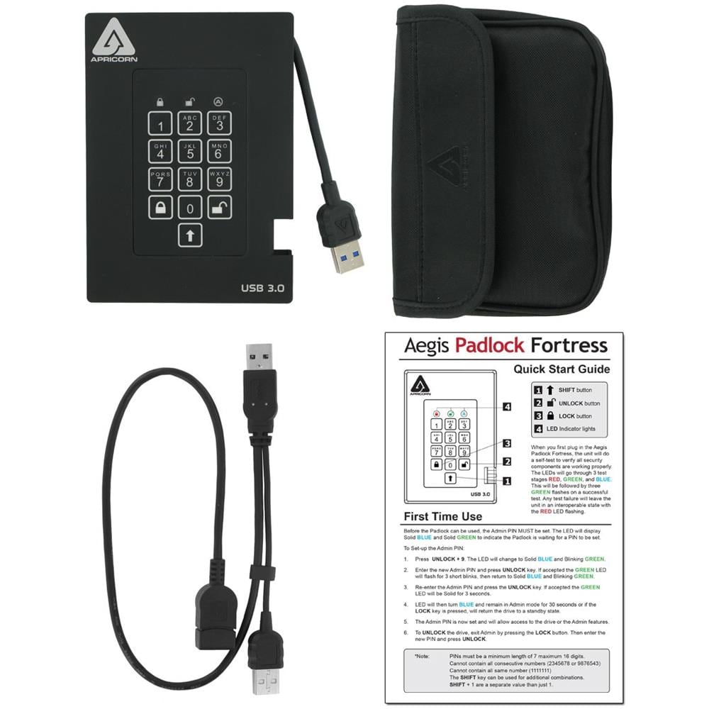 Hard Disk Esterno Aegis Padlock Fortress 2TB Interfaccia USB 3.0 Colore Nero - Foto 5