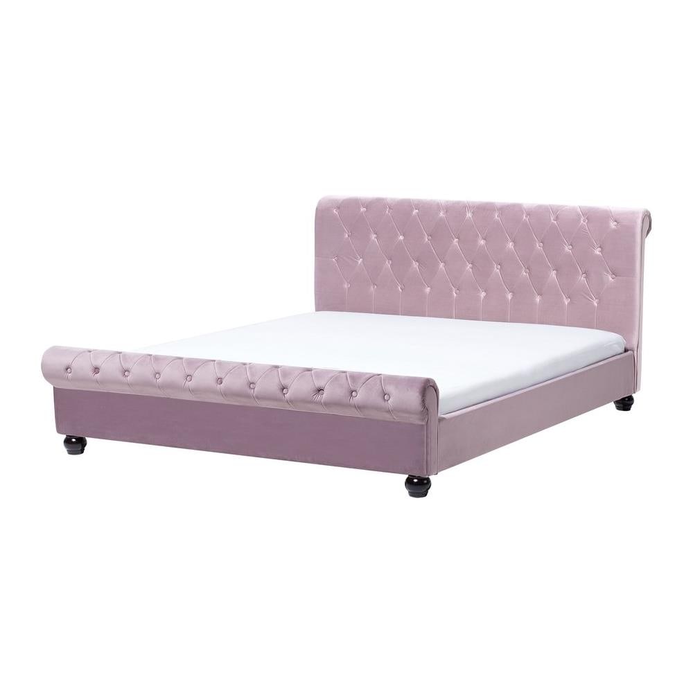 Letto Matrimoniale In Velluto Rosa In Stile Chesterfield 160x200cm Avallon - Foto 1
