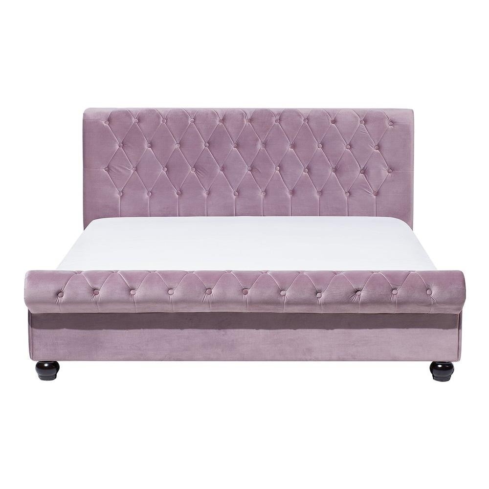 Letto Matrimoniale In Velluto Rosa In Stile Chesterfield 160x200cm Avallon - Foto 2