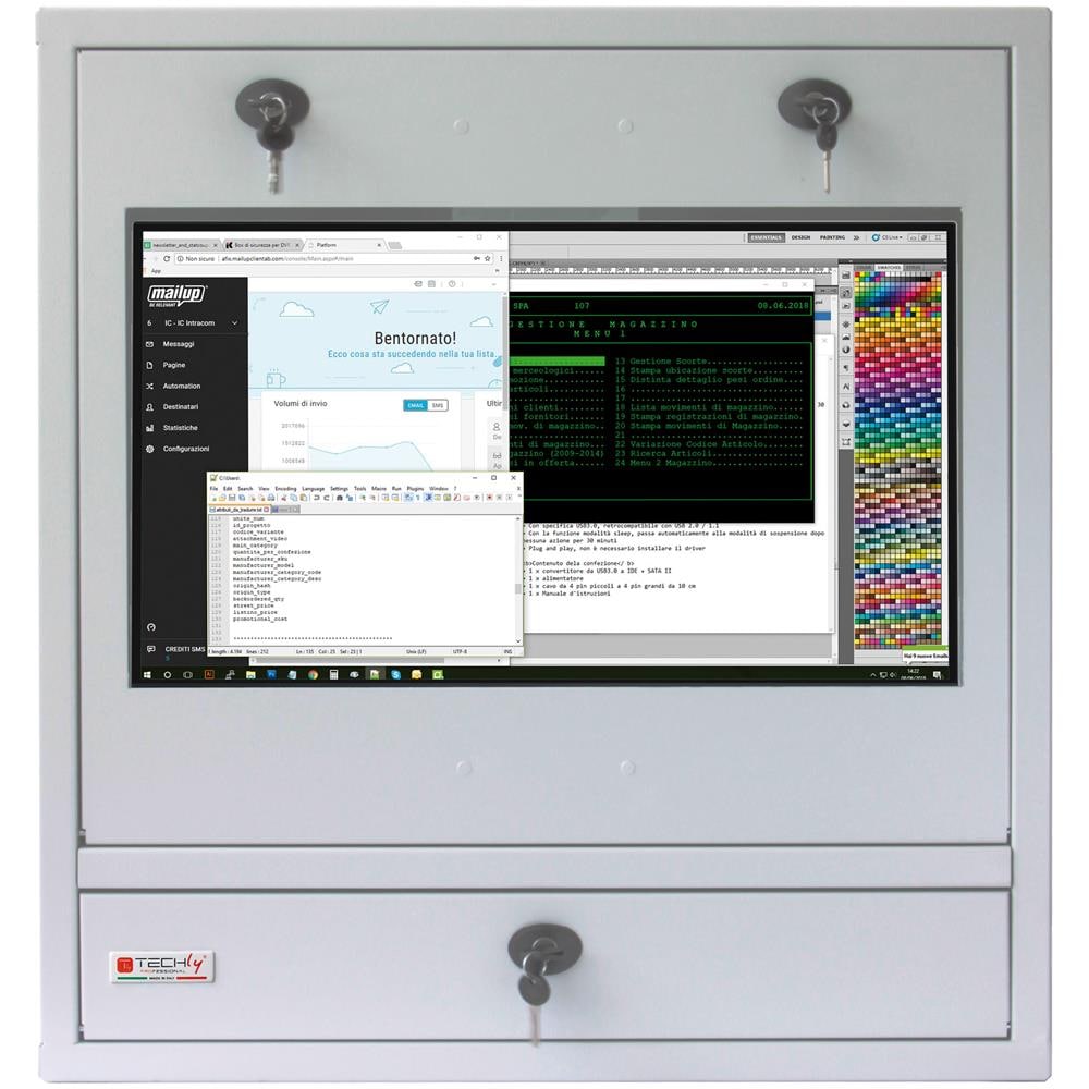 Armadio Di Sicurezza Per Pc, Monitor Touch Lcd E Tastiera Grigio - Foto 2