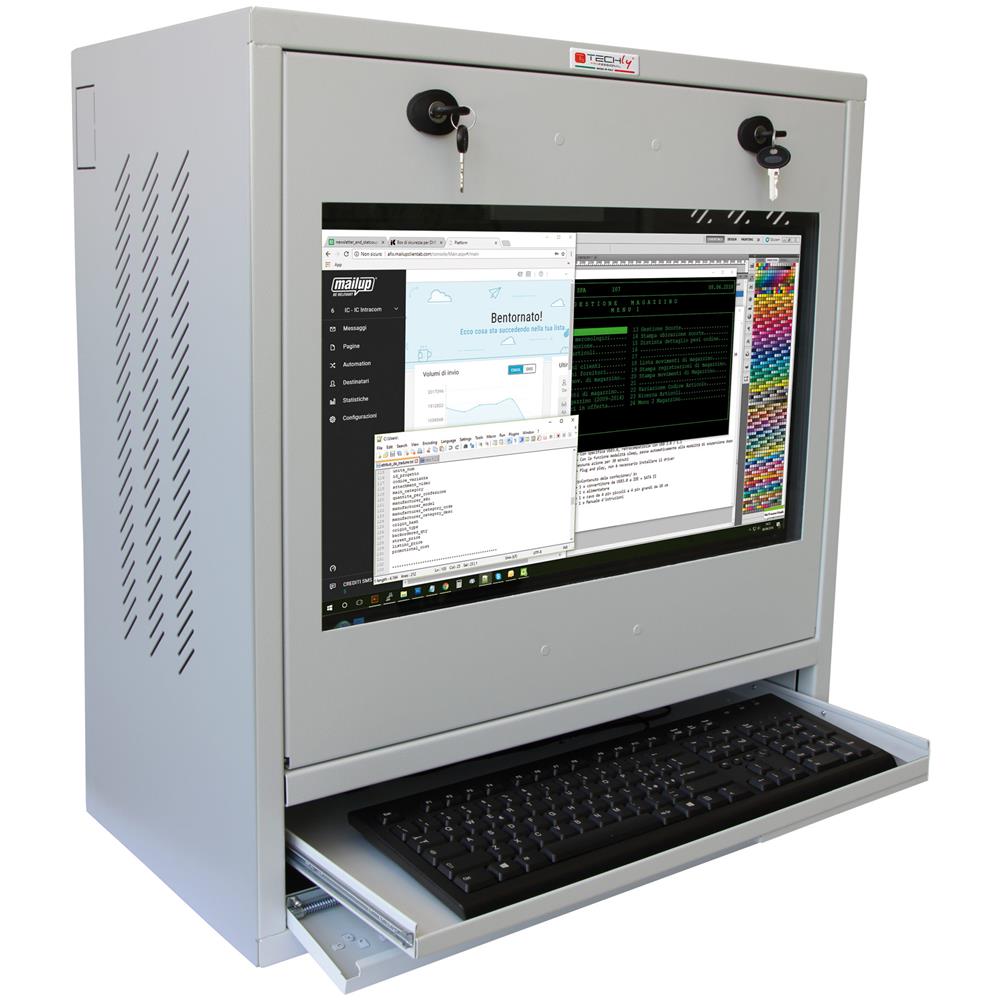 Armadio Di Sicurezza Per Pc, Monitor Touch Lcd E Tastiera Grigio - Foto 3