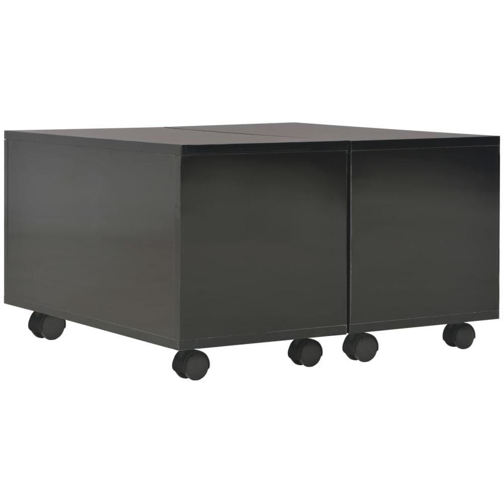Tavolino da Salotto Nero Lucido 60x60x35 cm Legno Multistrato - Foto 2