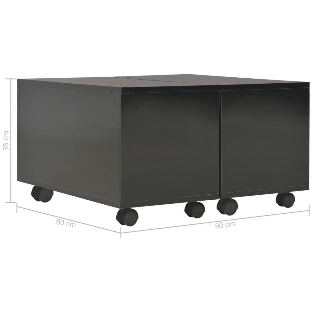 Tavolino da Salotto Nero Lucido 60x60x35 cm Legno Multistrato - Foto 8