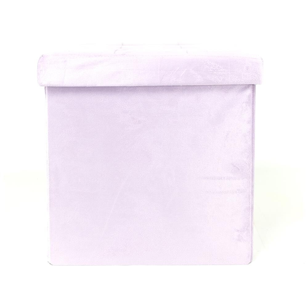 Pouf Contenitore Imbottito Pieghevole Modello Velvet Colore Rosa Antico - Foto 1