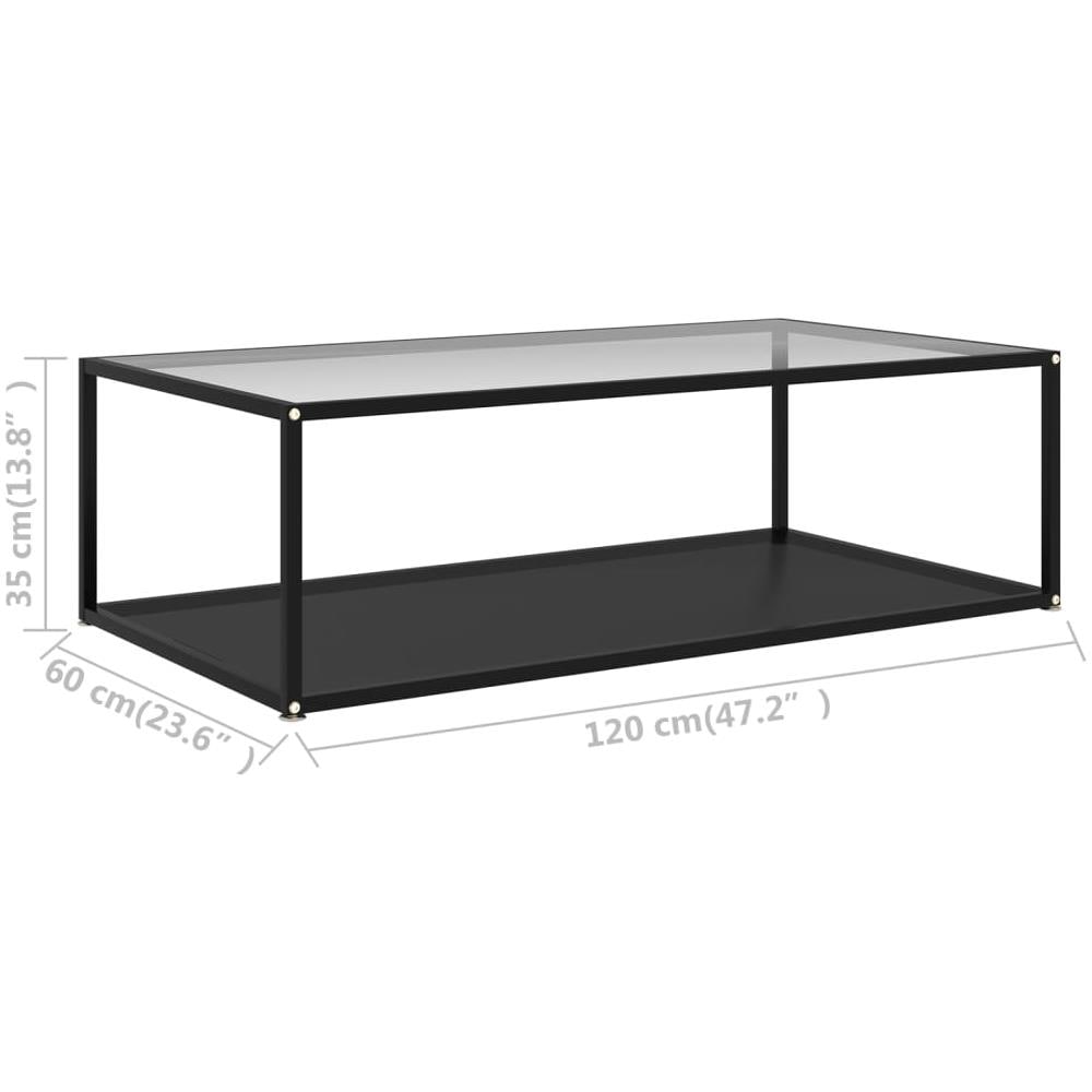 Tavolino Da T Nero E Trasparente 120x60x35 Cm Vetro Temperato - Foto 5