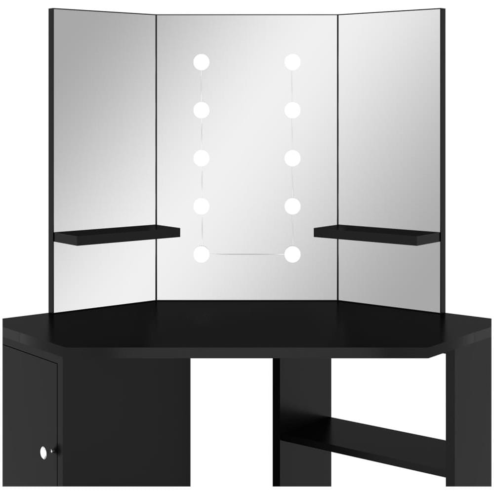 Tavolino da Trucco Angolare con LED Nero 111x54x141,5 cm - Foto 6