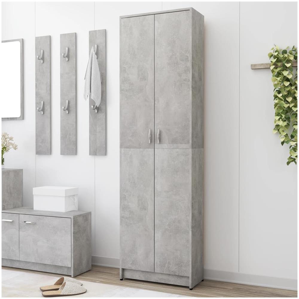Armadio Corridoio Grigio Cemento 55x25x189 cm Legno Multistrato - Foto 1