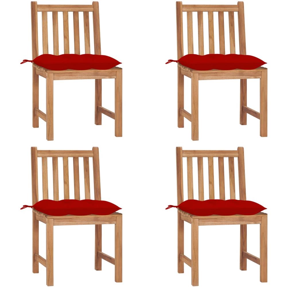 Sedie da Giardino 4 pz con Cuscini in Legno Massello di Teak - Foto 1