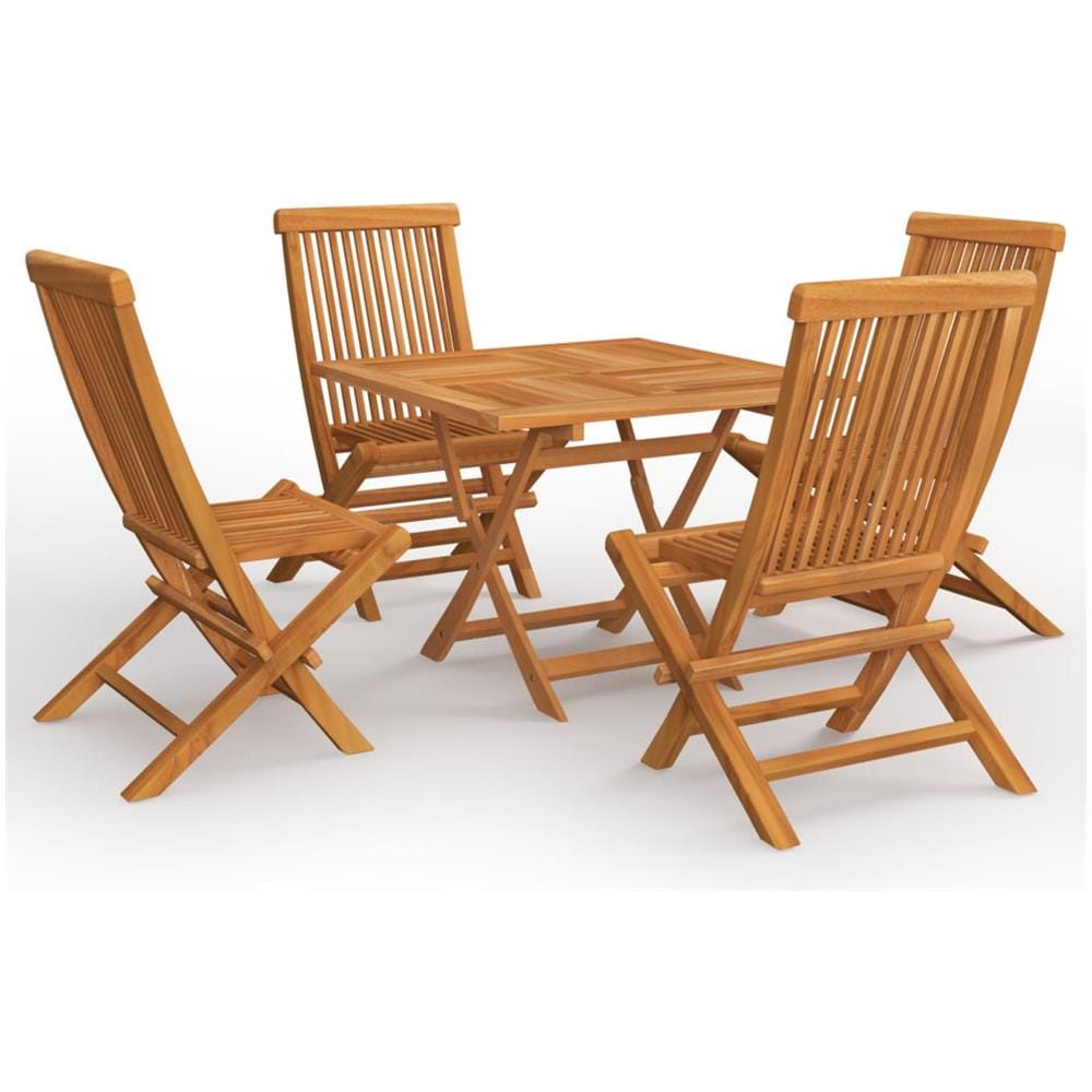 Set da Pranzo da Giardino 5 pz in Legno Massello di Teak - Foto 1