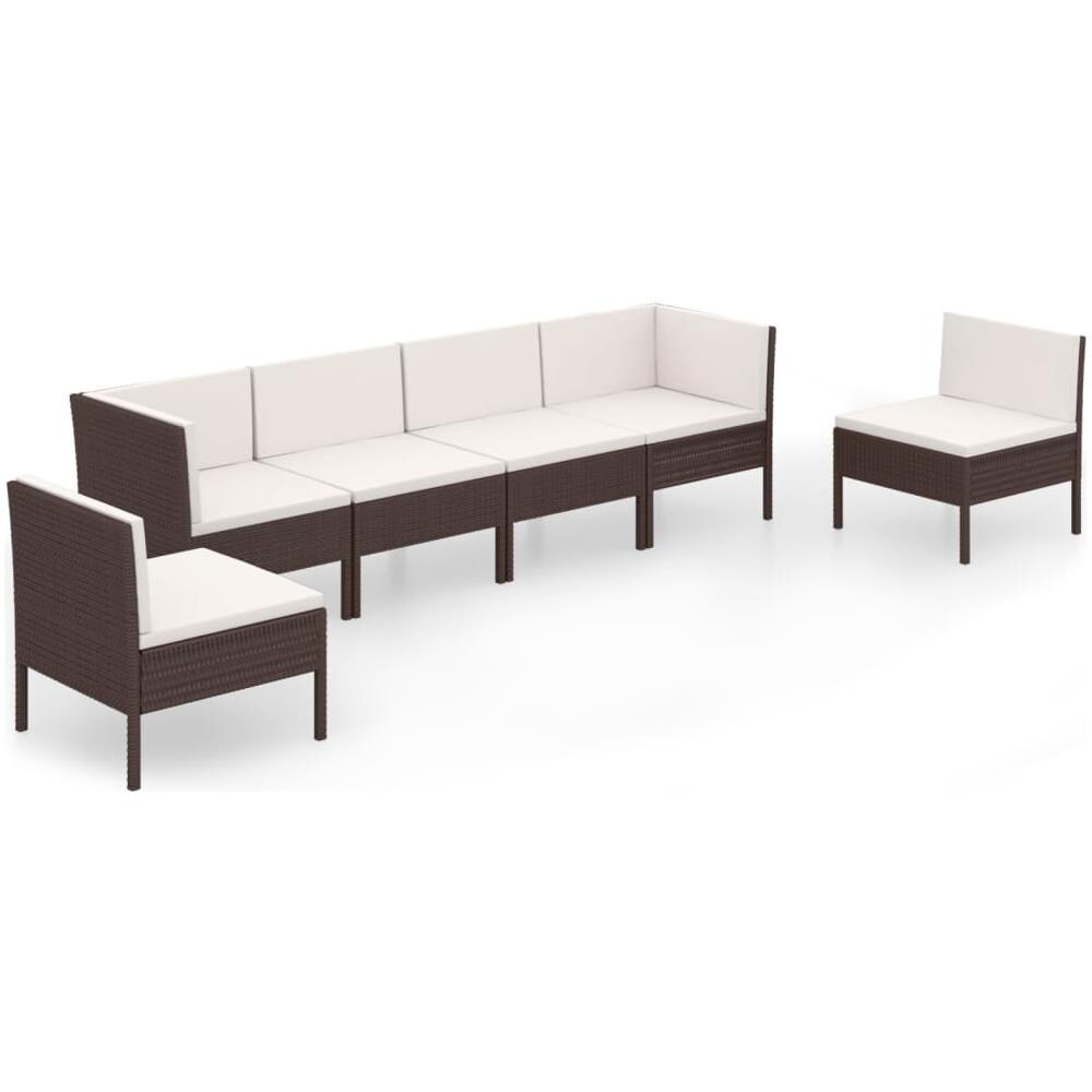 Set Divani Da Giardino 6 Pz Con Cuscini In Polyrattan Marrone - Foto 2