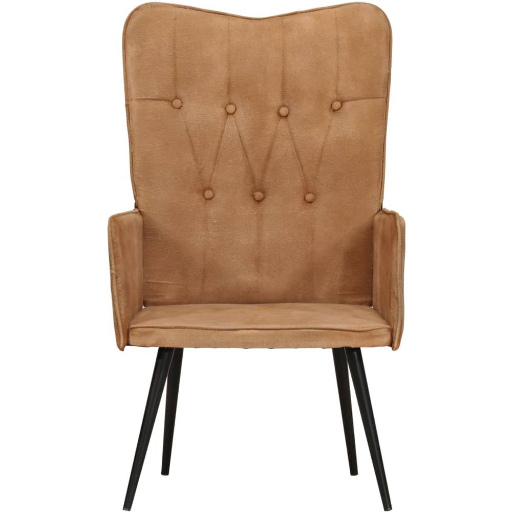 Sedia A Schienale Alto Marrone In Tela - Foto 2