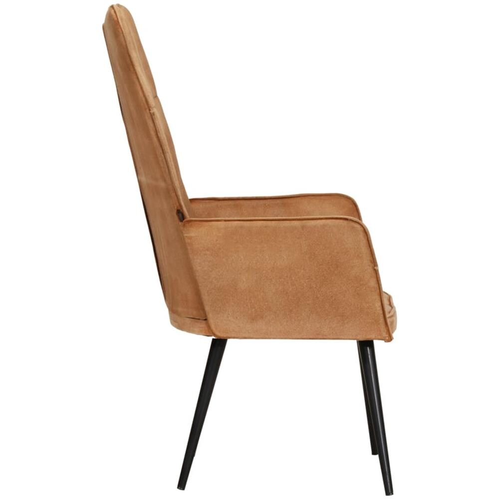 Sedia A Schienale Alto Marrone In Tela - Foto 3