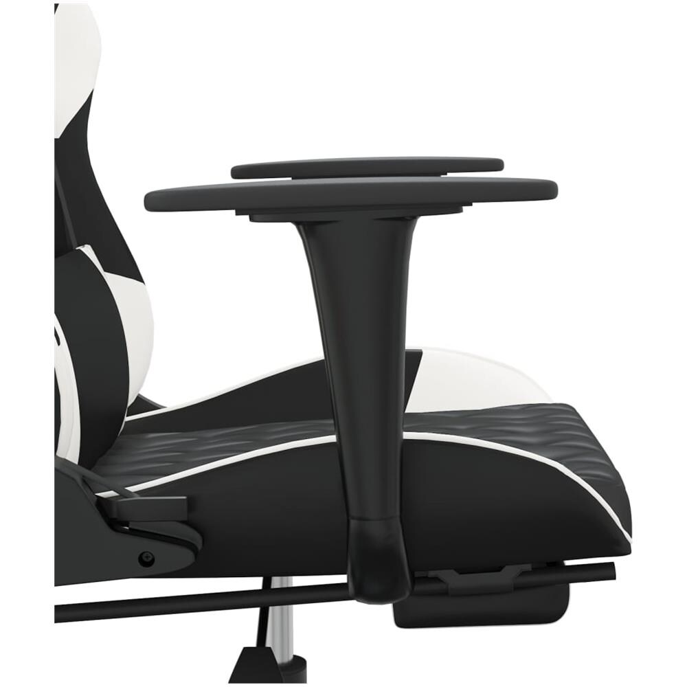 Sedia Gaming Massaggiante Poggiapiedi Nero e Bianco Similpelle - Foto 2