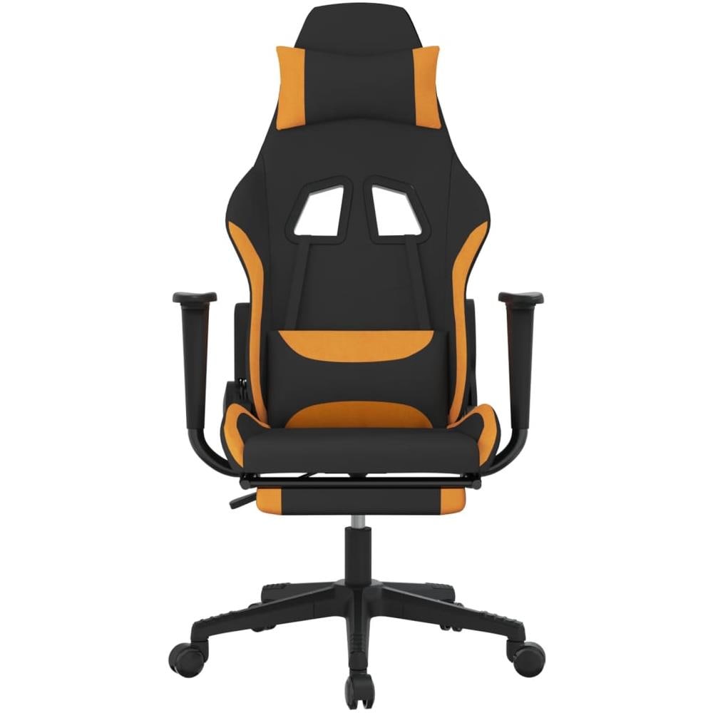 Sedia Da Gaming Con Poggiapiedi Nero E Arancione In Tessuto - Foto 2