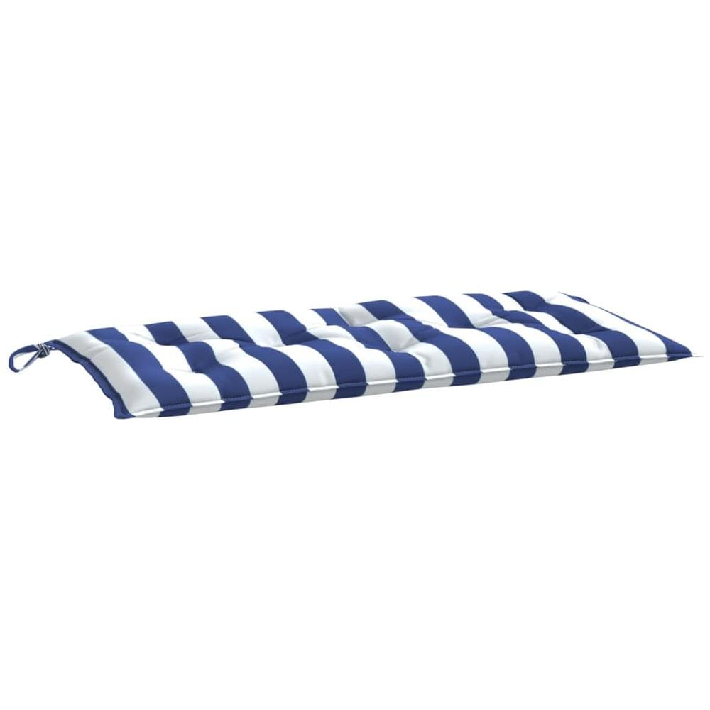 Cuscino Per Panca A Strisce Bianche E Blu 100x50x7 Cm Tessuto - Foto 2