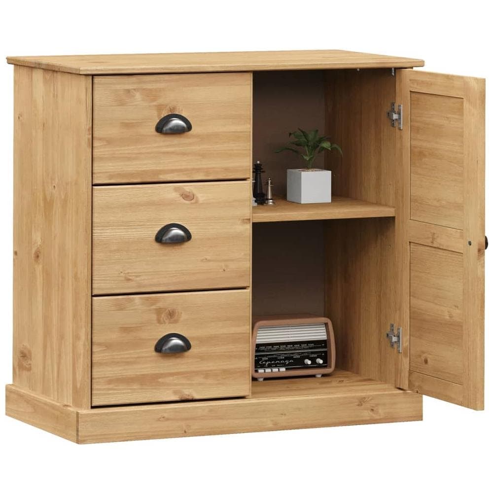 Credenza Con Cassetti Vigo 78x40x75cm Legno Massello Pino - Foto 3
