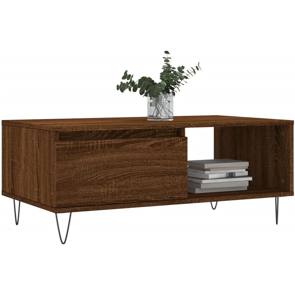 Tavolino Da Salotto Rovere Marrone 90x50x36,5 Cm In Multistrato - Foto 3