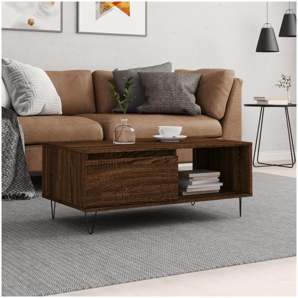 Tavolino Da Salotto Rovere Marrone 90x50x36,5 Cm In Multistrato - Foto 1