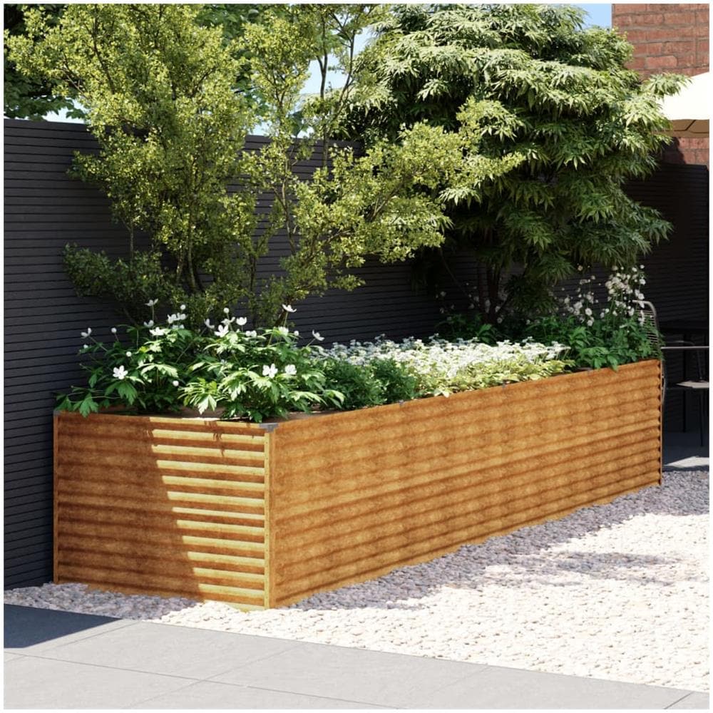 Fioriera Rialzata Da Giardino 386x100x69 Cm In Acciaio Corten - Foto 1
