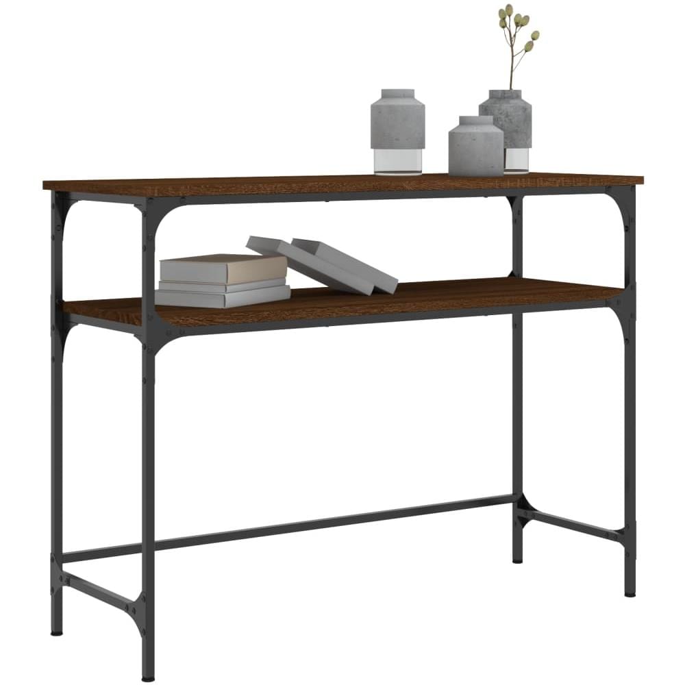 Tavolo Consolle Rovere Marrone 100x35,5x75 Cm Legno Multistrato - Foto 3