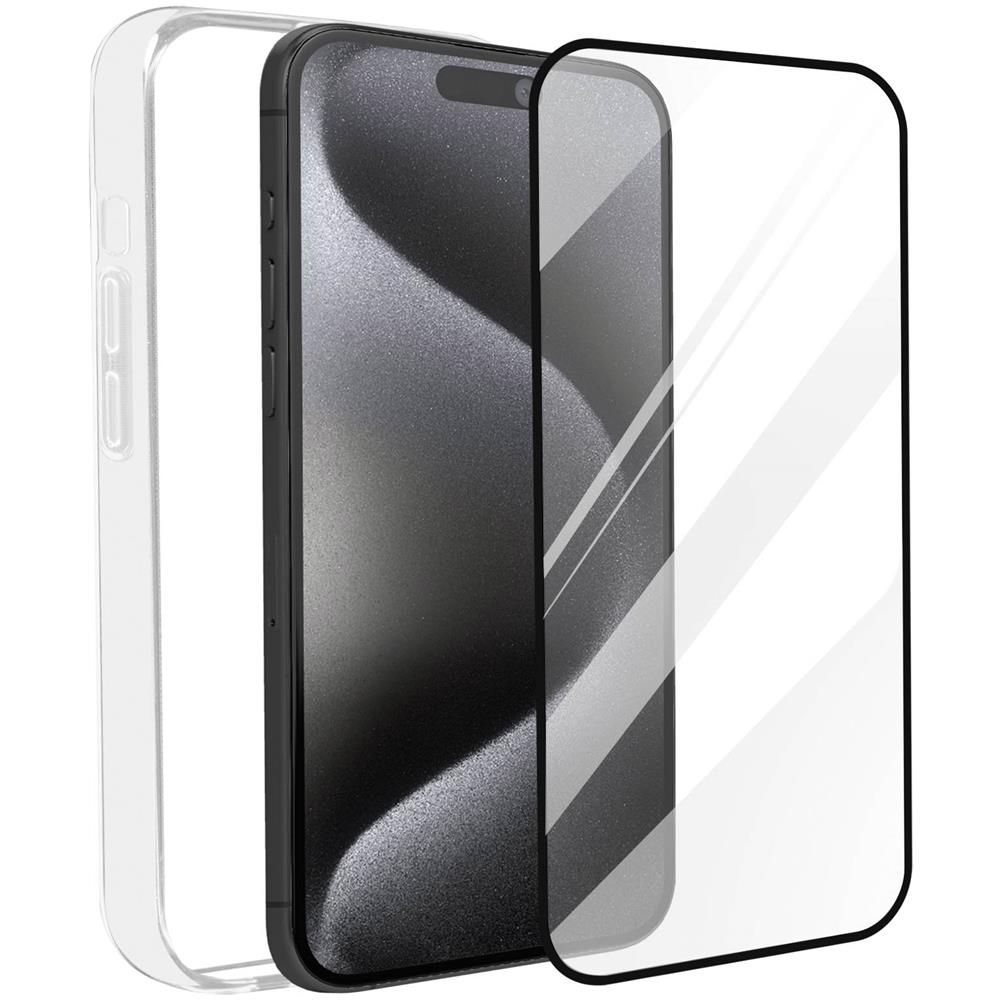 Cover Per Iphone 15 Pro Maxmorbida Trasparente + Vetro Temperato 9h Nero - Foto 1