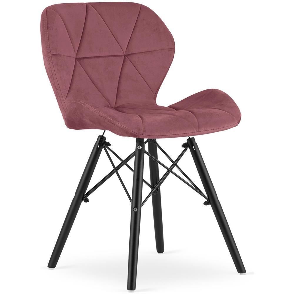Sedia in velluto WAKO - Rosa scuro moderno con gambe nere x 4 - Foto 2