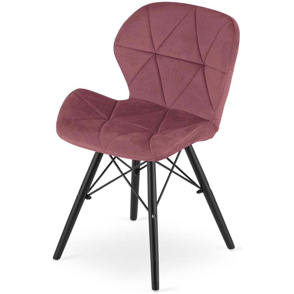 Sedia in velluto WAKO - Rosa scuro moderno con gambe nere x 4 - Foto 7