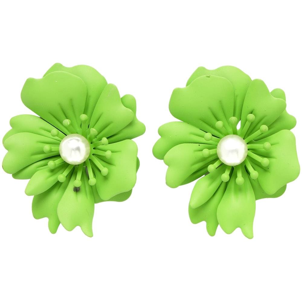 Orecchini a Bottone con Perle Floreali in Verde Matcha - Foto 1