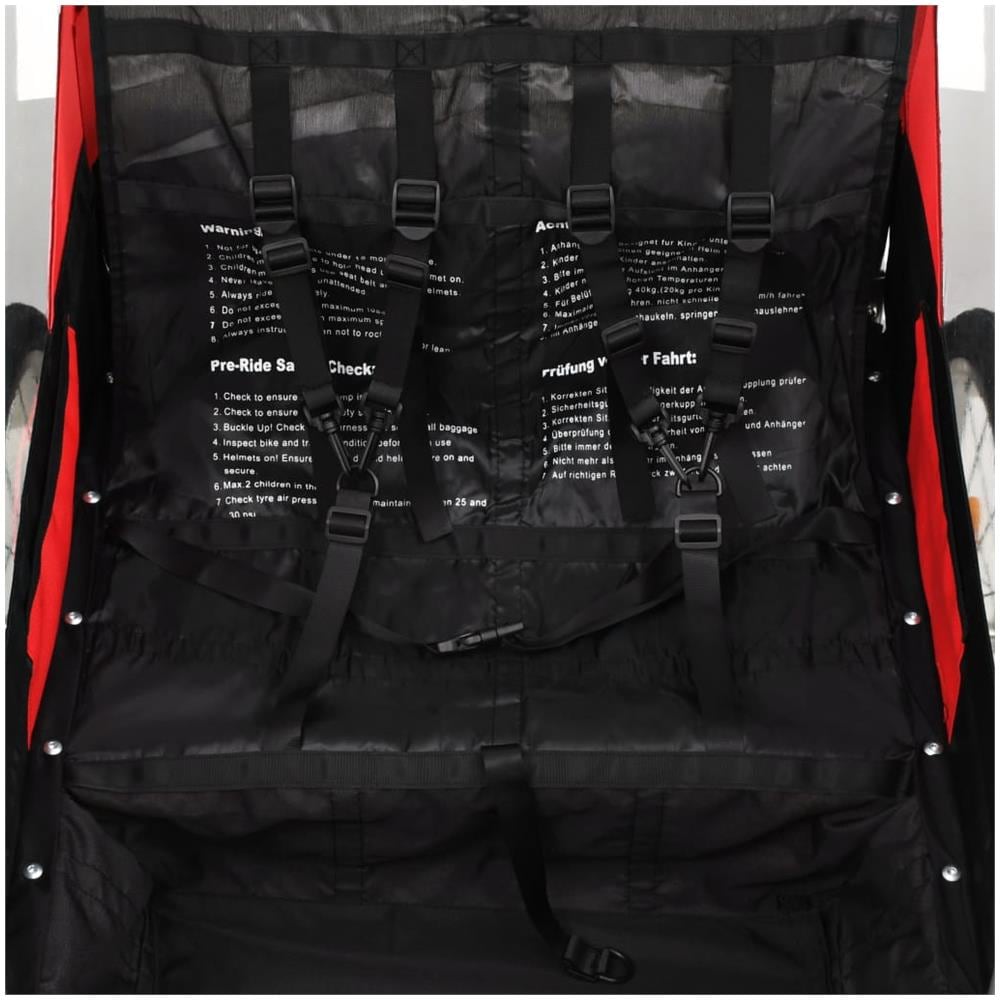 Rimorchio Da Bici Per Bambini E Passeggino 2 In 1 Nero E Rosso - Foto 6