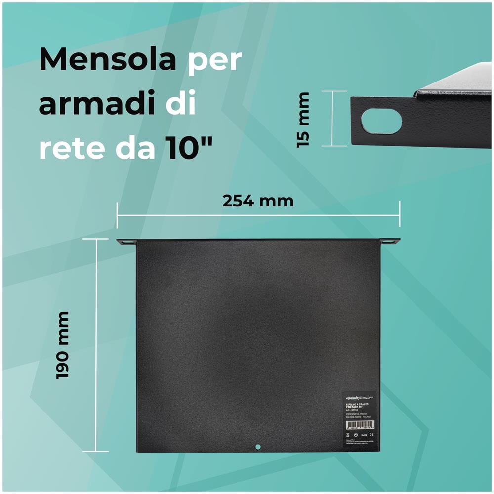 Mensola a Sbalzo Per Armadi Rack 10" Profondità 190mm, 1 Unità, Colore Nero - Foto 4