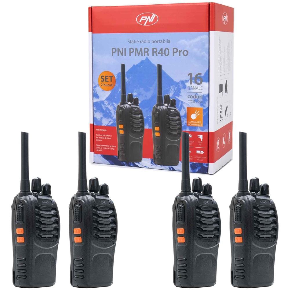 Kit Di 4 Stazioni Radio Portatili Pmr R40 Pro Batterie, Caricabatterie E Cuffie Inclusi - Foto 1