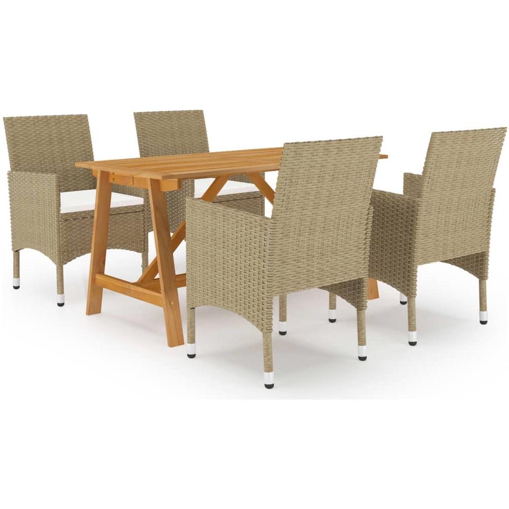 Set Mobili da Pranzo per Giardino 5 pz Beige - Foto 1