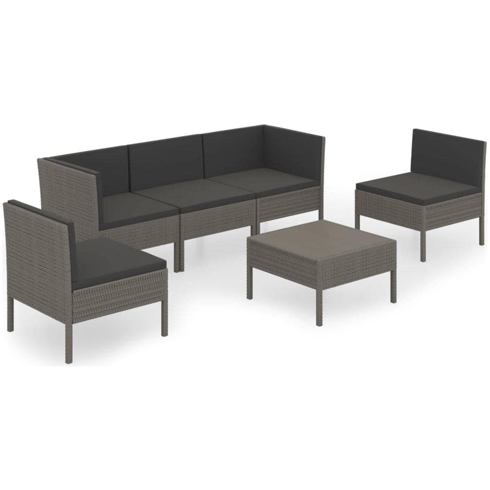Set Divani Da Giardino 6 Pz Con Cuscini In Polyrattan Grigio - Foto 2