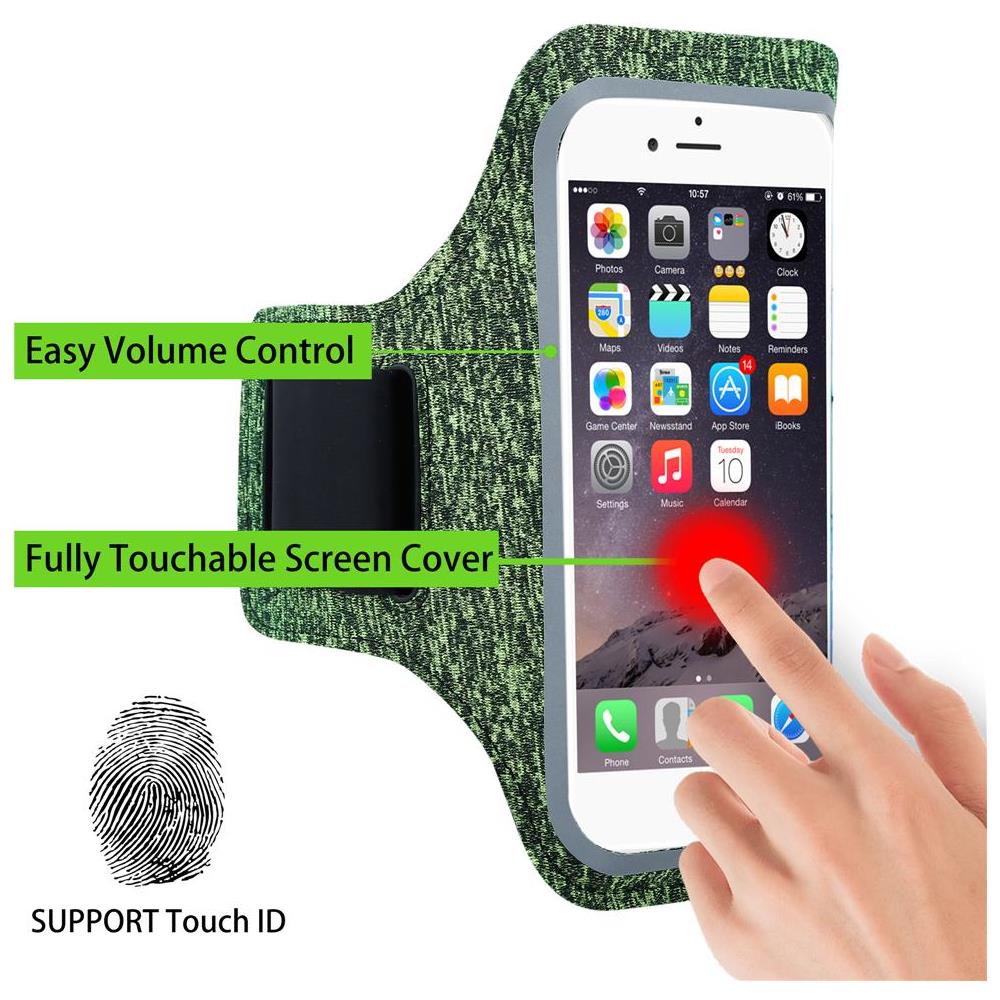 Custodia Da Braccio Sportiva Per Telefoni Cellulari Da 4.7 - 6.0 Pollici In Verde - Polsino Sportivo Per Telefoni Cellulari Custodia Per Telefoni Cellulari Con Chiusura In Velcro - Foto 6