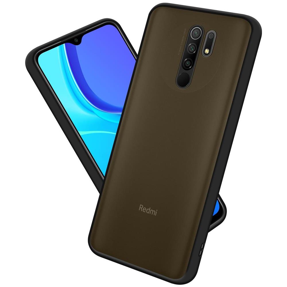 Custodia Compatibile Con Xiaomi Redmi 9 In Nero Opaco - Bottoni Rossi - Coperchio Protettivo Ibrido Con Interno In Silicone Tpu E Retro In Plastica Opaca - Foto 1