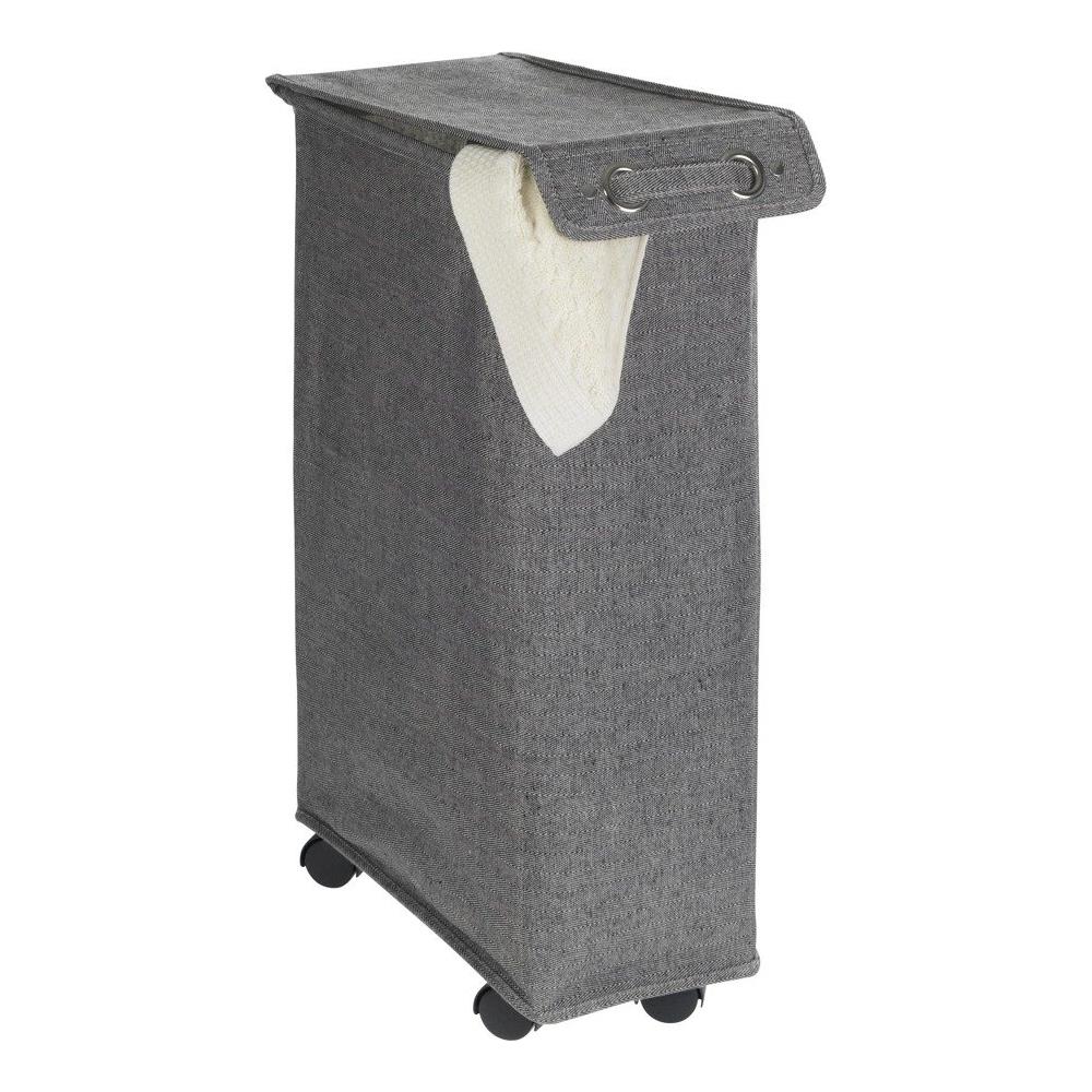 Cesto Portabiancheria Con Coperchio E Ruote, Contenitore In Tessuto Stretto - 43 Litri, 60 X 18,5 X 40 Cm, Wenko - Foto 2