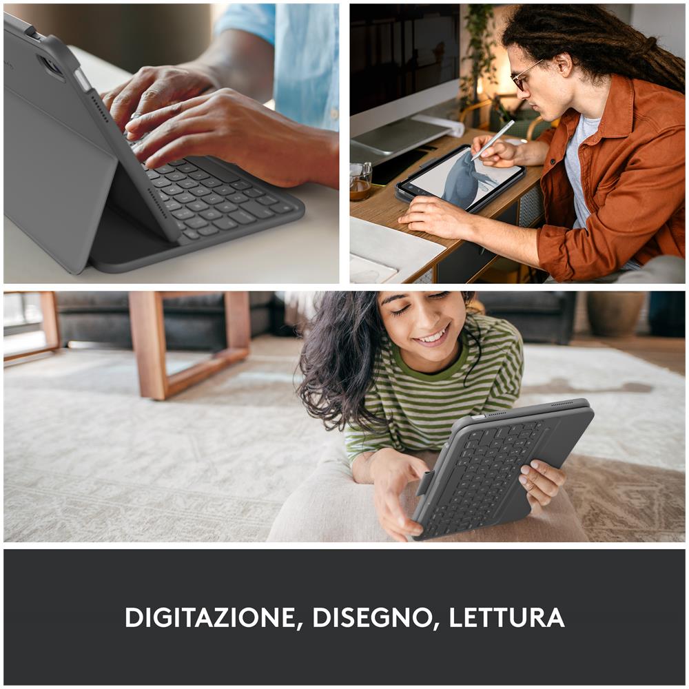 Slim Folio Grigio Bluetooth QWERTY Italiano - Foto 7