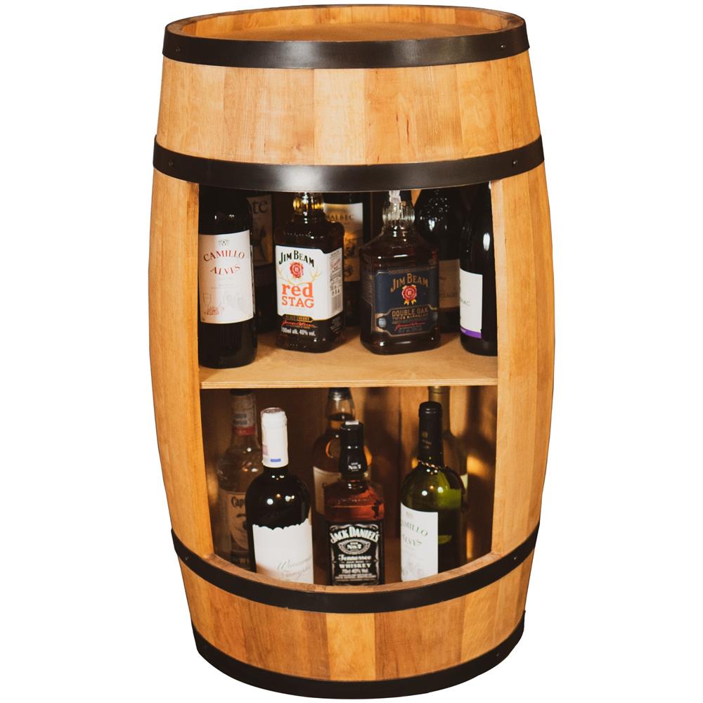 Botte In Legno, Armadietto Per Vino In Stile Retr? , Portabottiglie In Legno, Da 80 Cm Di Altezza, Elegante Decorazione Per Il Soggiorno, Tavolo E Portabottiglie (rovere)  - Foto 1