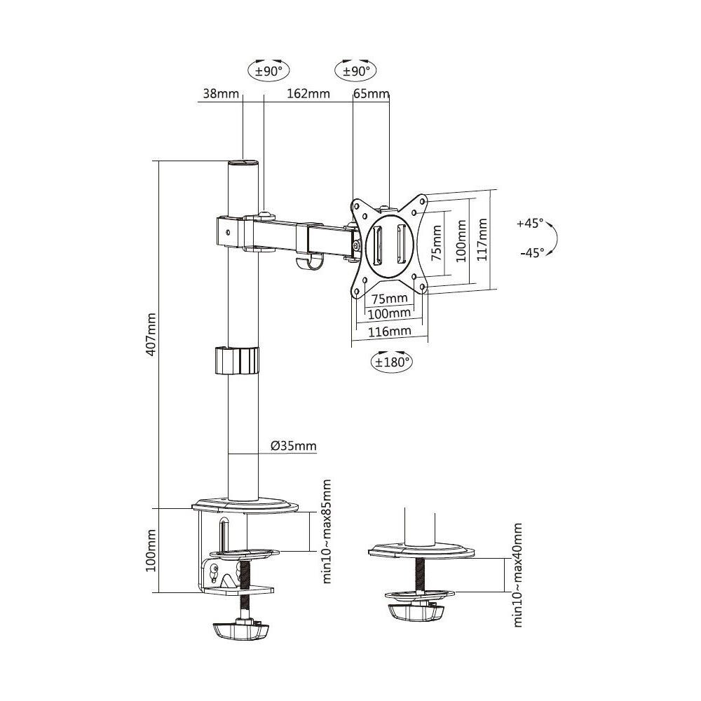 650156 supporto da tavolo per Tv a schermo piatto 81,3 cm (32") Nero Scrivania - Foto 8