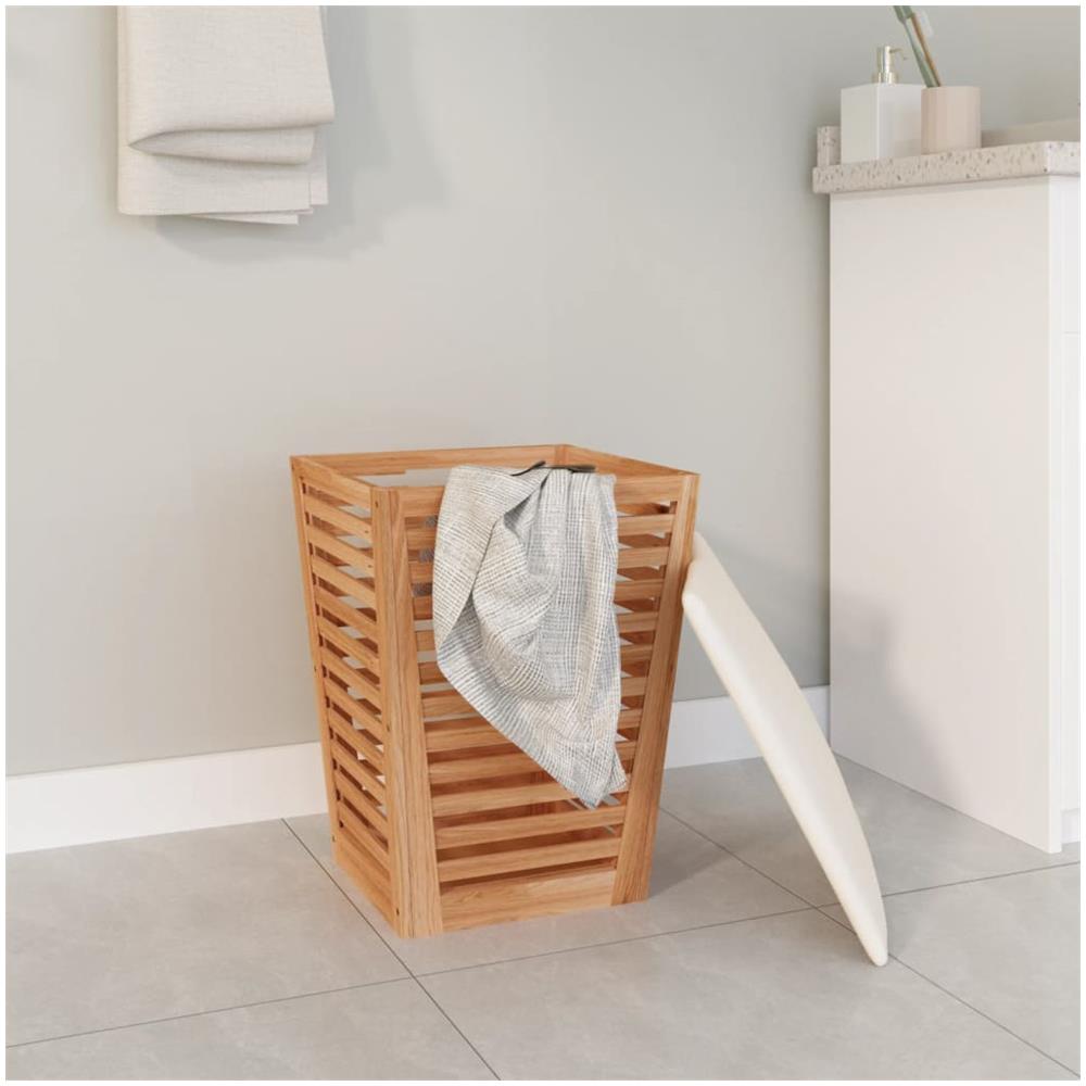 Sgabello Da Bagno 40,5x40,5x56 Cm In Legno Massello Di Noce - Foto 3