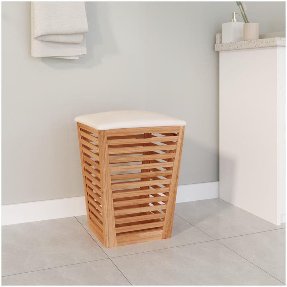 Sgabello Da Bagno 40,5x40,5x56 Cm In Legno Massello Di Noce - Foto 1